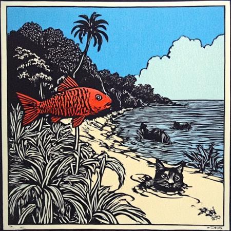 Lino-cut / Linoleum Cut Print Style for Flux - by Ethanar