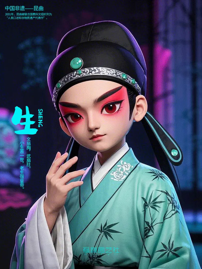 中国浙江非遗:昆曲五家门 IP戏曲形象设计 国风手办