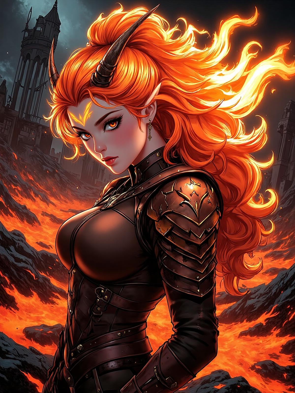 F.1-【超燃女孩】角色设计-CG幻想暗黑奇幻风格