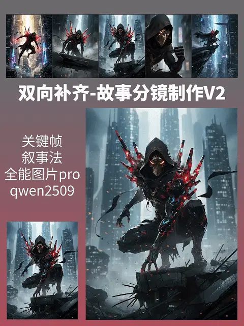 【双向补齐-故事分镜制作V2】全能图片pro-qwen 2509(关键帧叙事法)