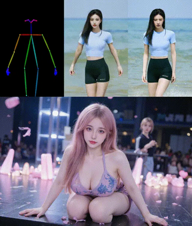 Unianimate Dit+Gpeno人物一致性跳舞+姿势动画加速版极速换脸V2(无奖励)
