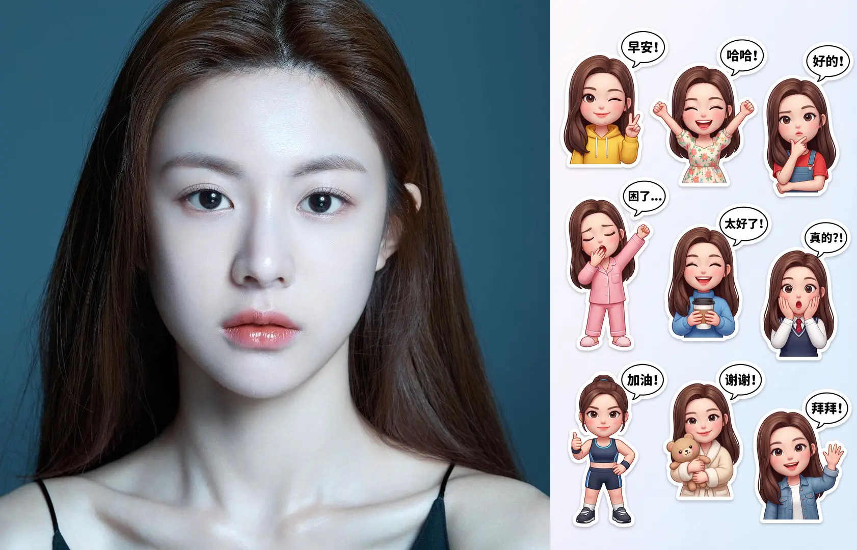 (4K-基准0.15)Nano Banana Pro9格Q版风格贴纸V1(贞贞AI工坊版)