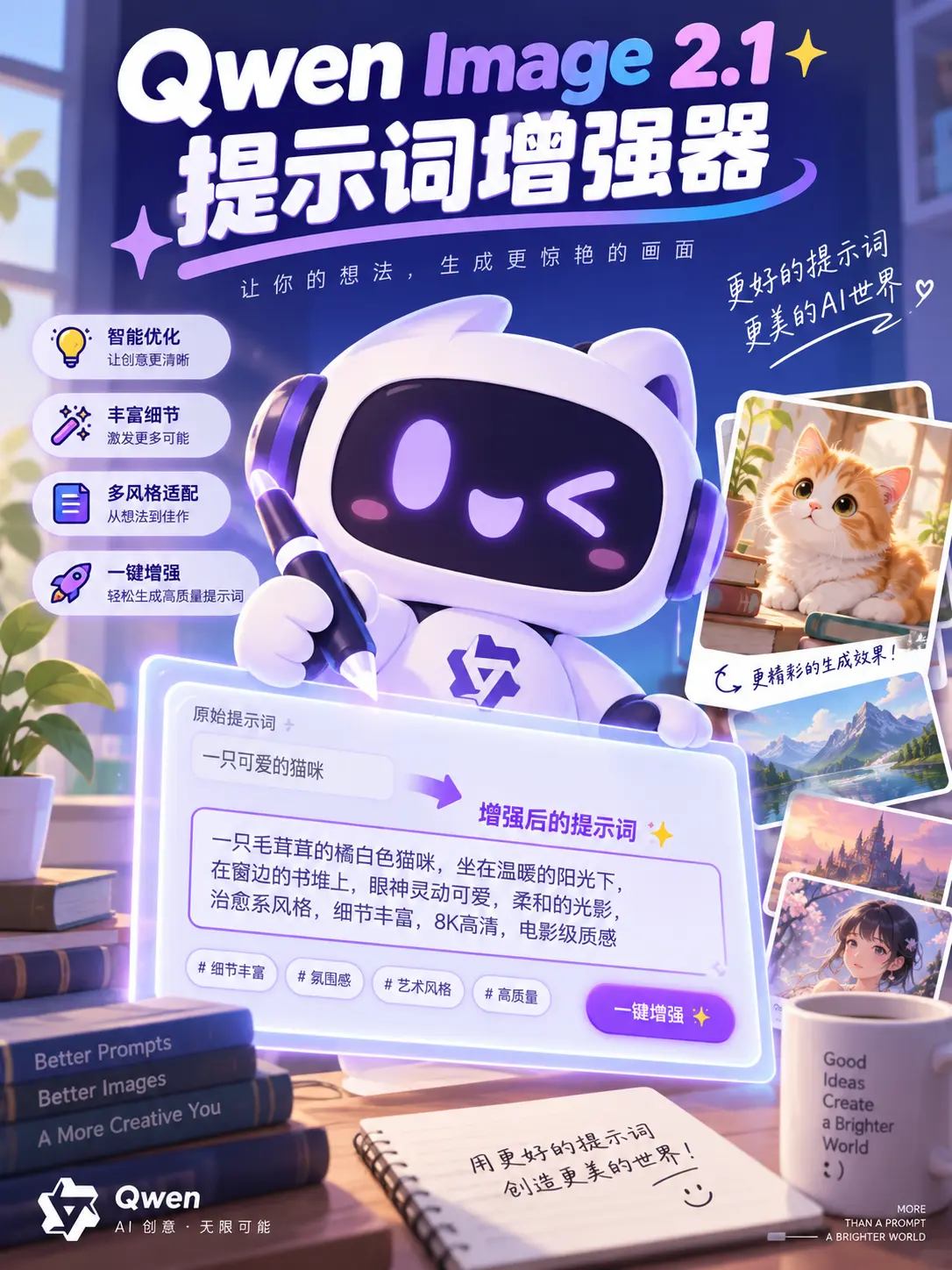 (修复版)Qwen Image 2.1最强提示词增强器v2