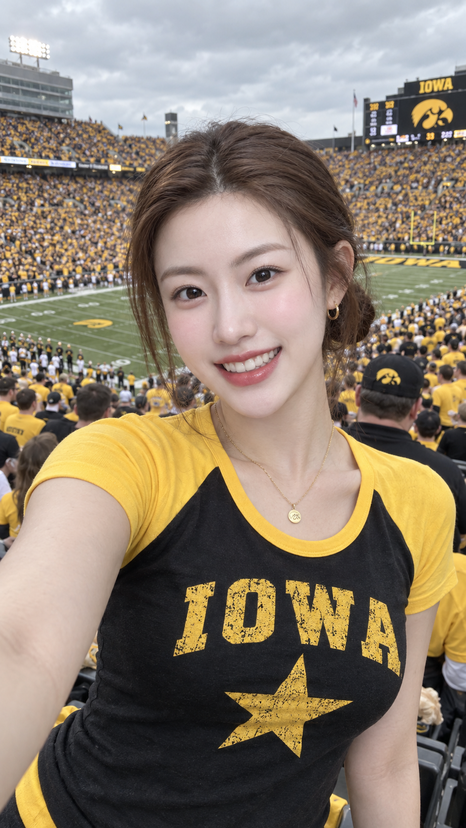 Youthful Sweet Selfie from the Passionate Stadium Stands