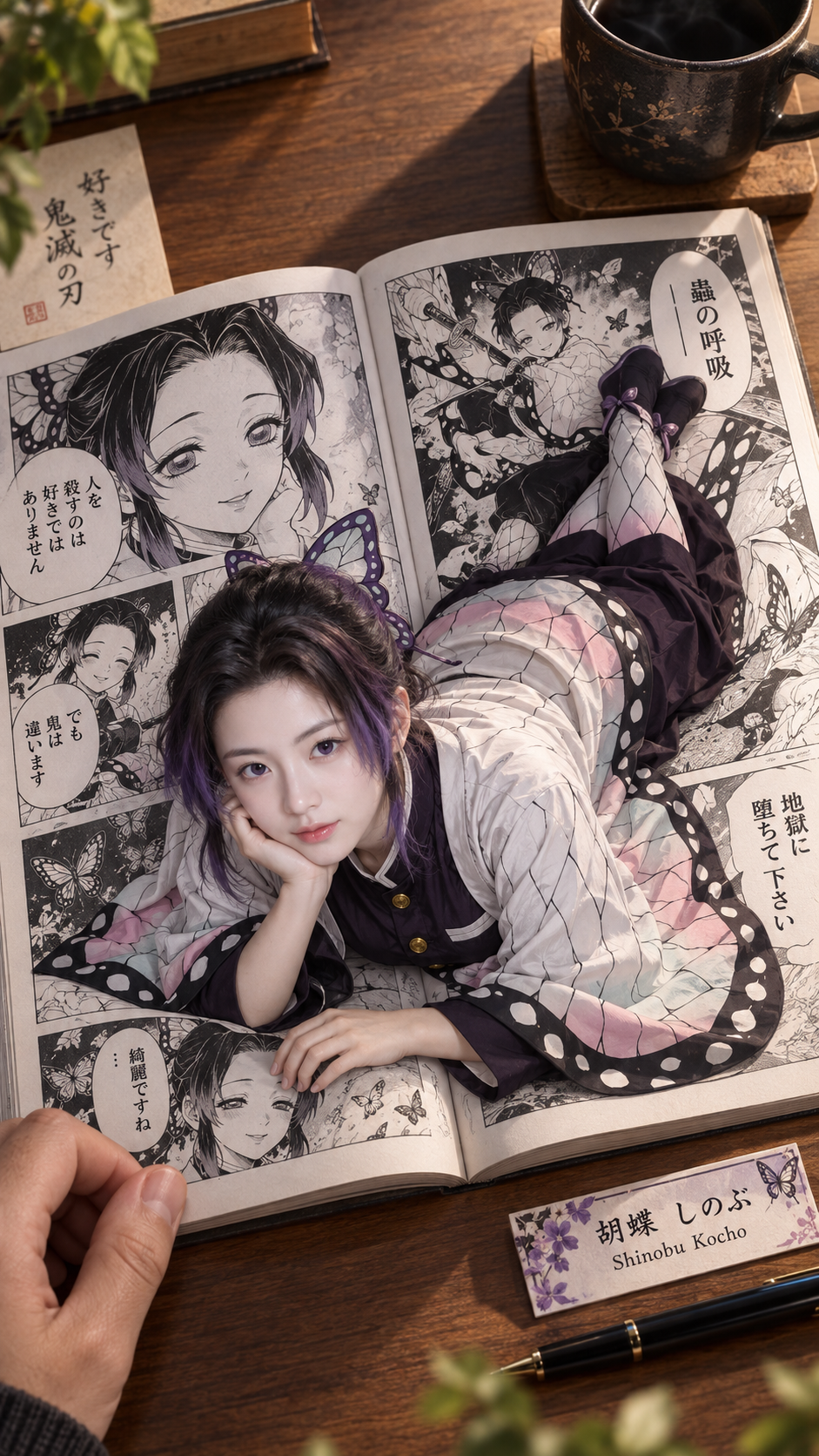 鬼滅の刃 漫画見開きキャラクター デスクトップ立体撮影