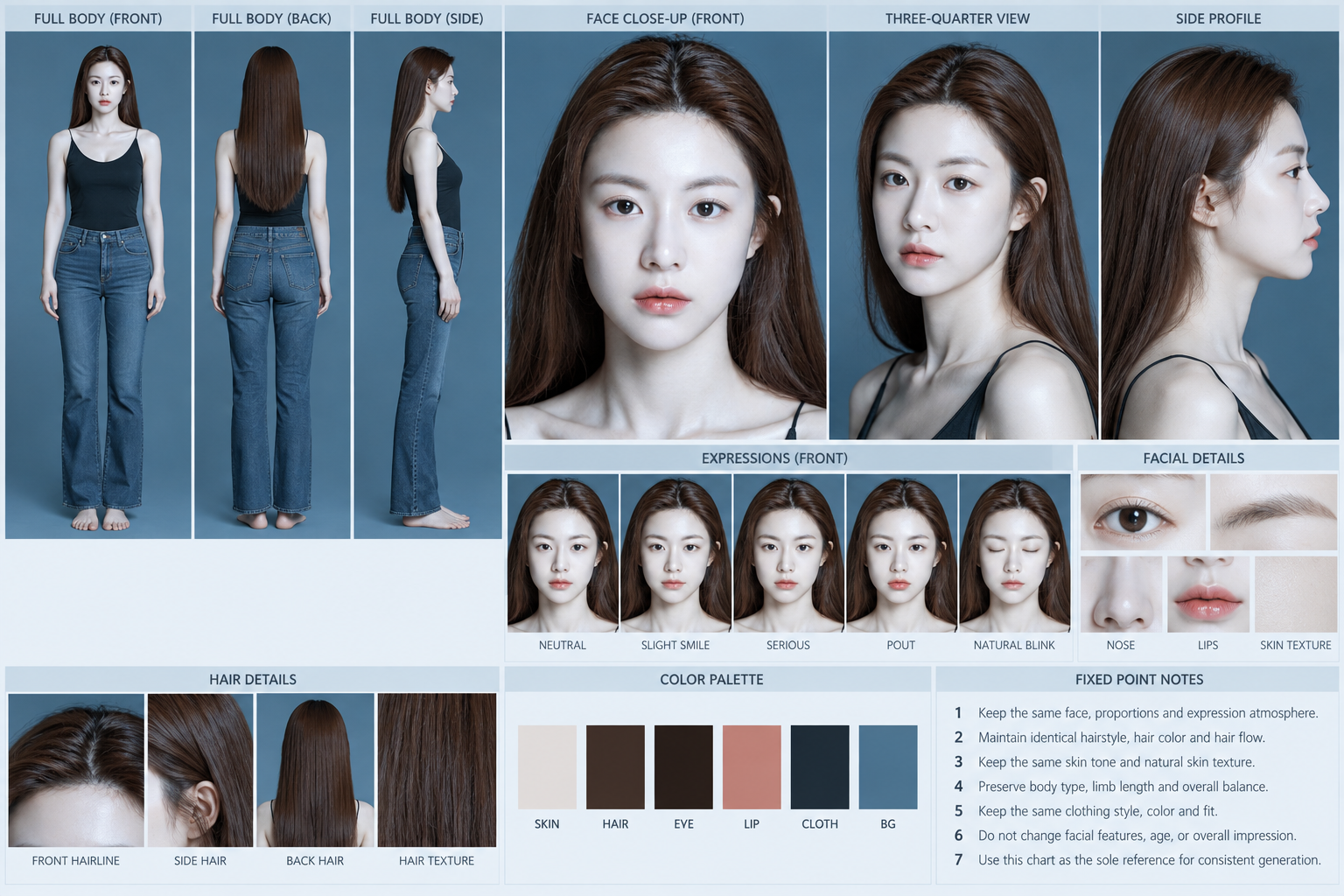 High-Precision AI Character Reference Sheet Generation