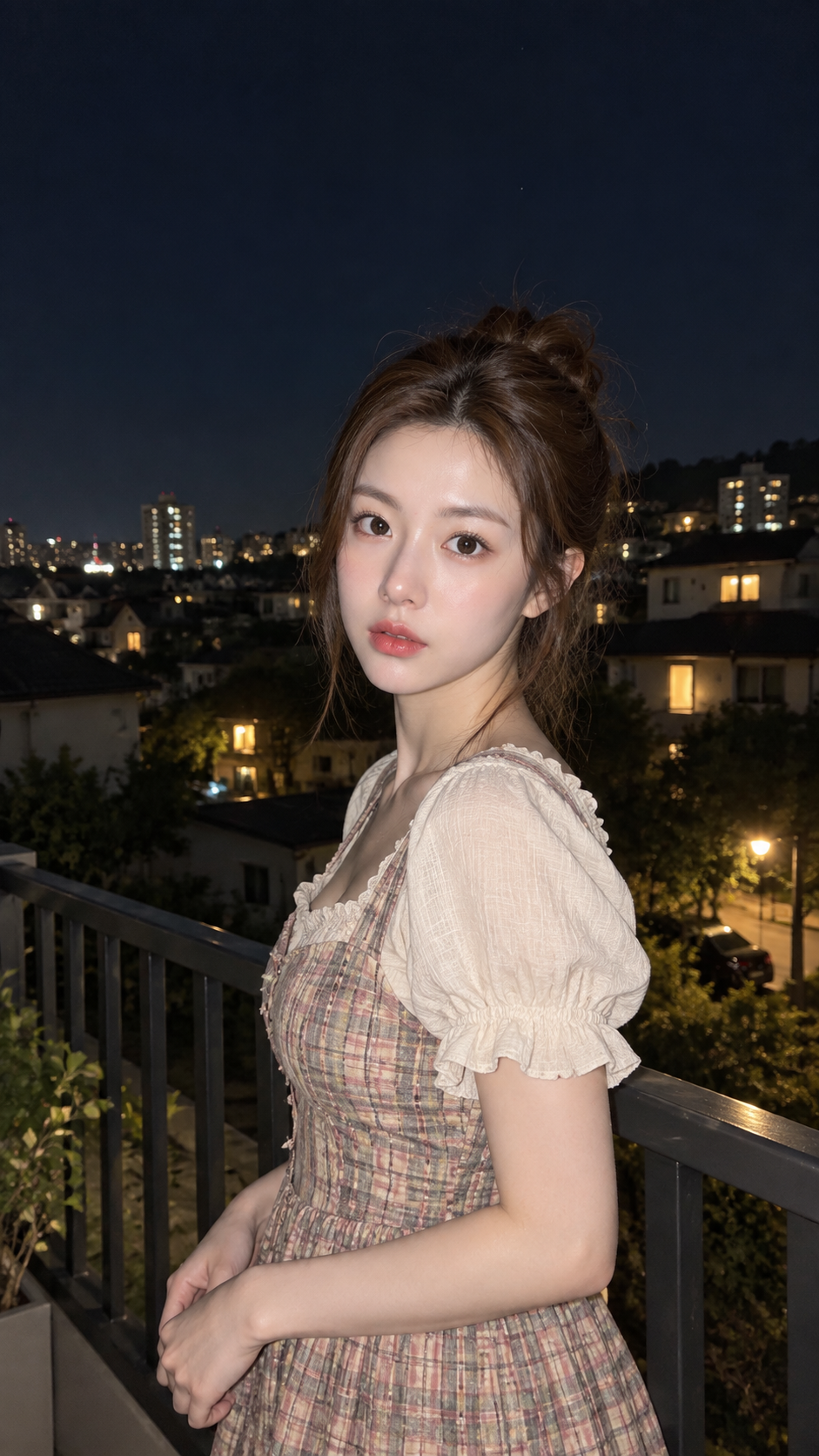 Vintage Rural Portrait Under Night Flash