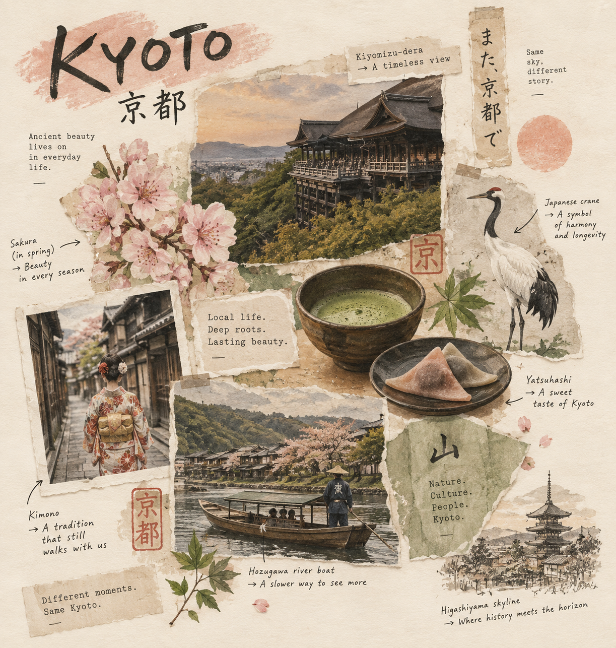 手描きヴィンテージ旅行コラージュ