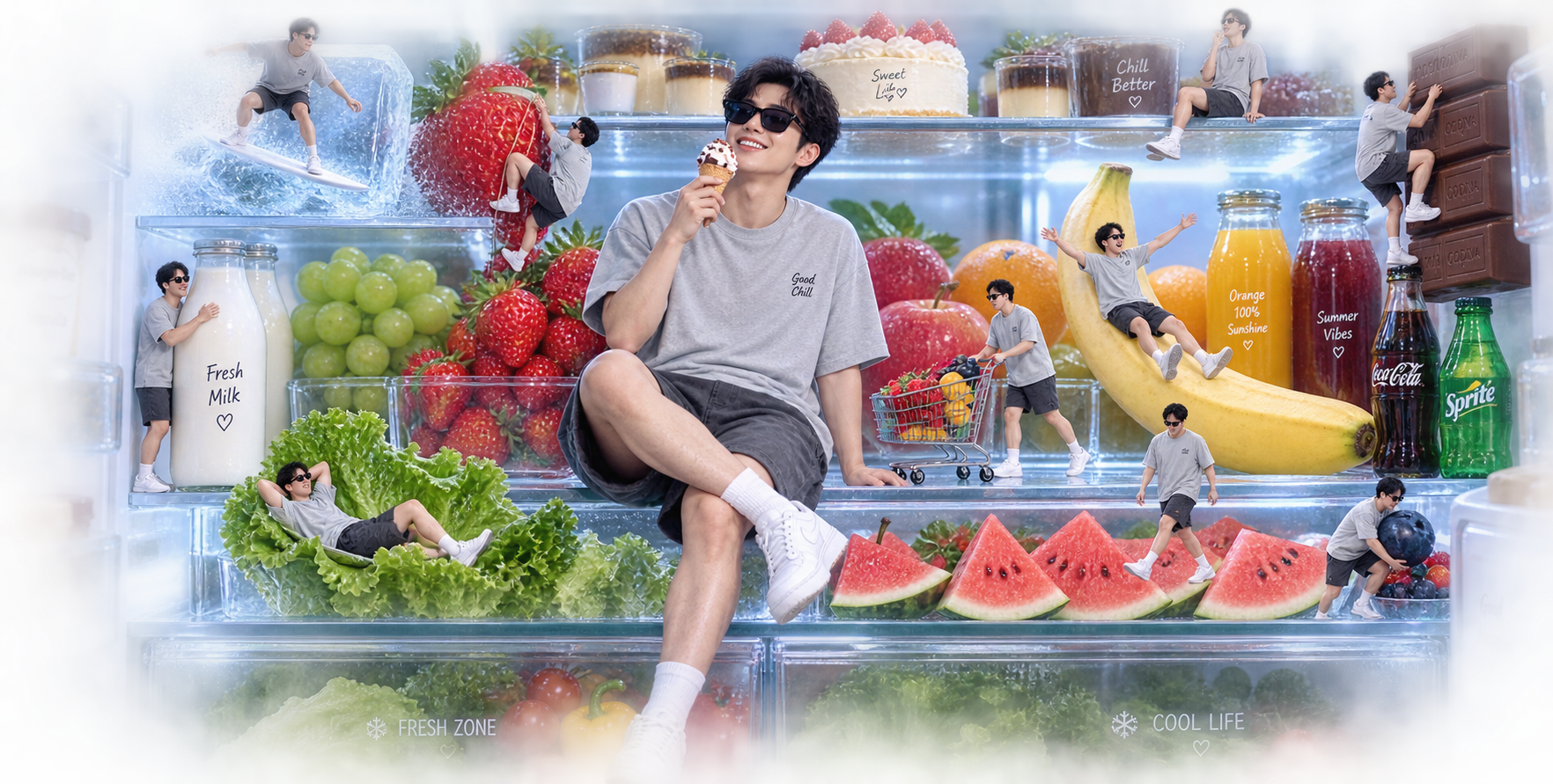 Miniature Fantasy Fridge World of Summer Snacks