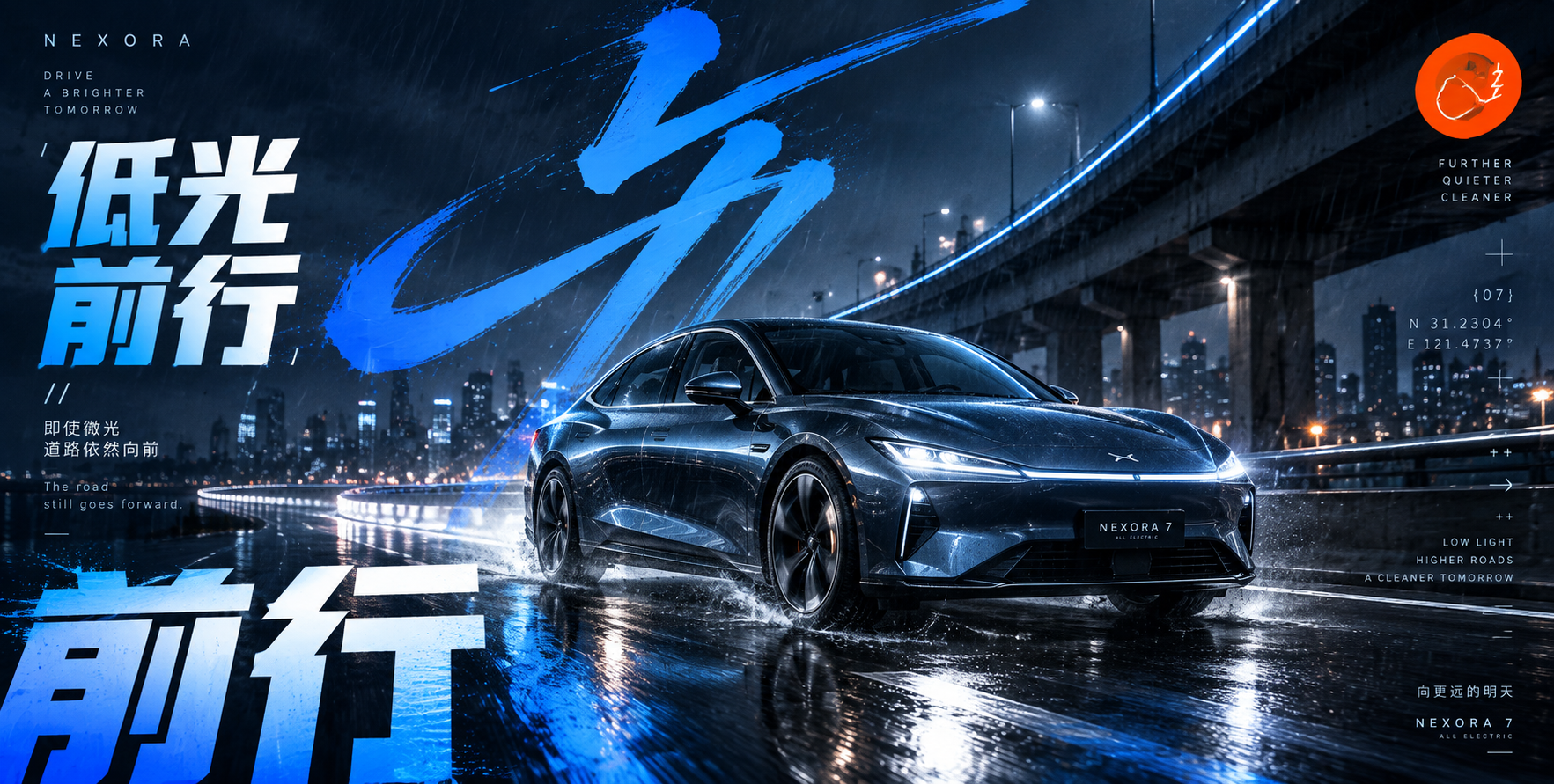 高級車広告の夜景雰囲気ポスター