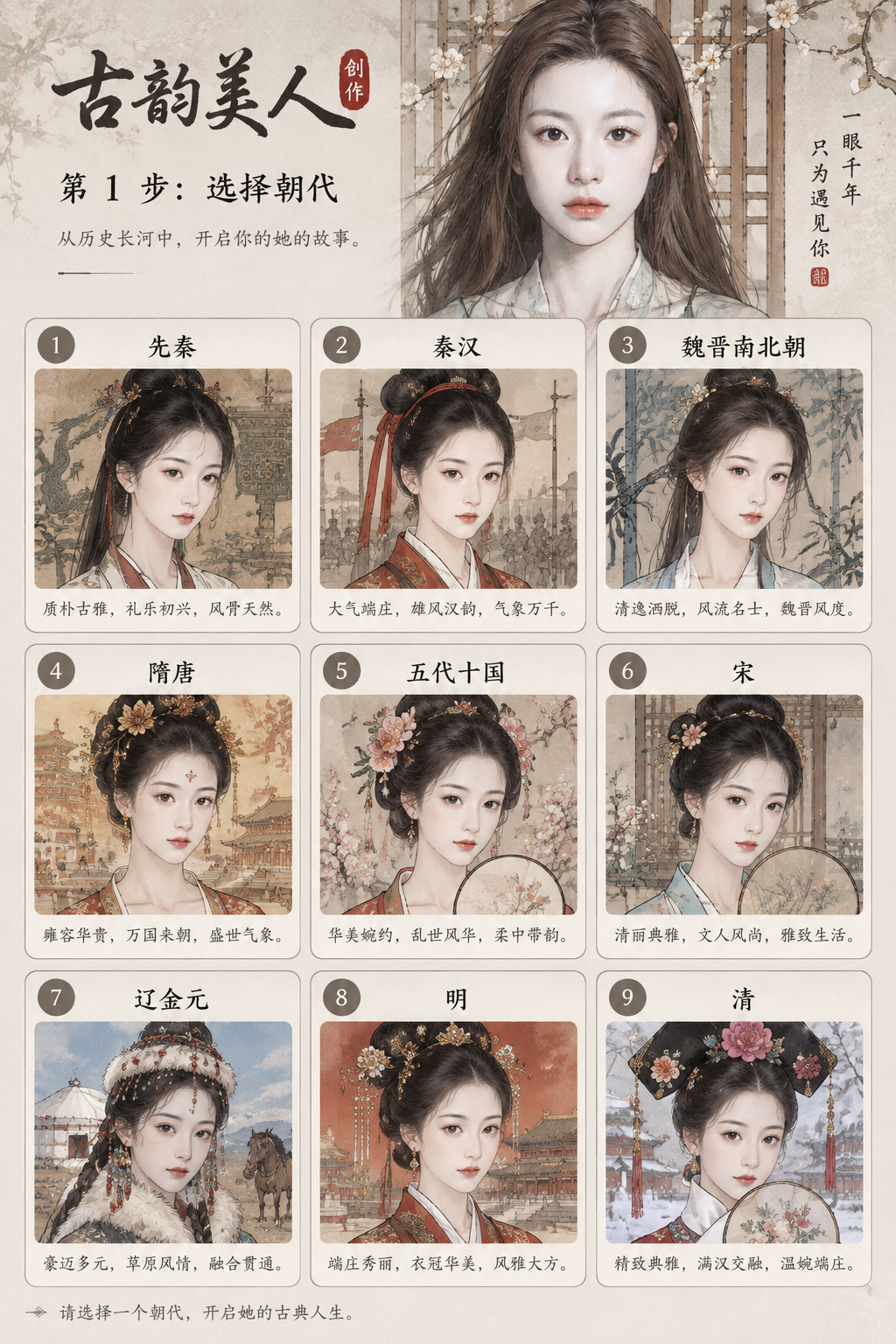 互动式古代美人捏人游戏提示词 - Makeup
