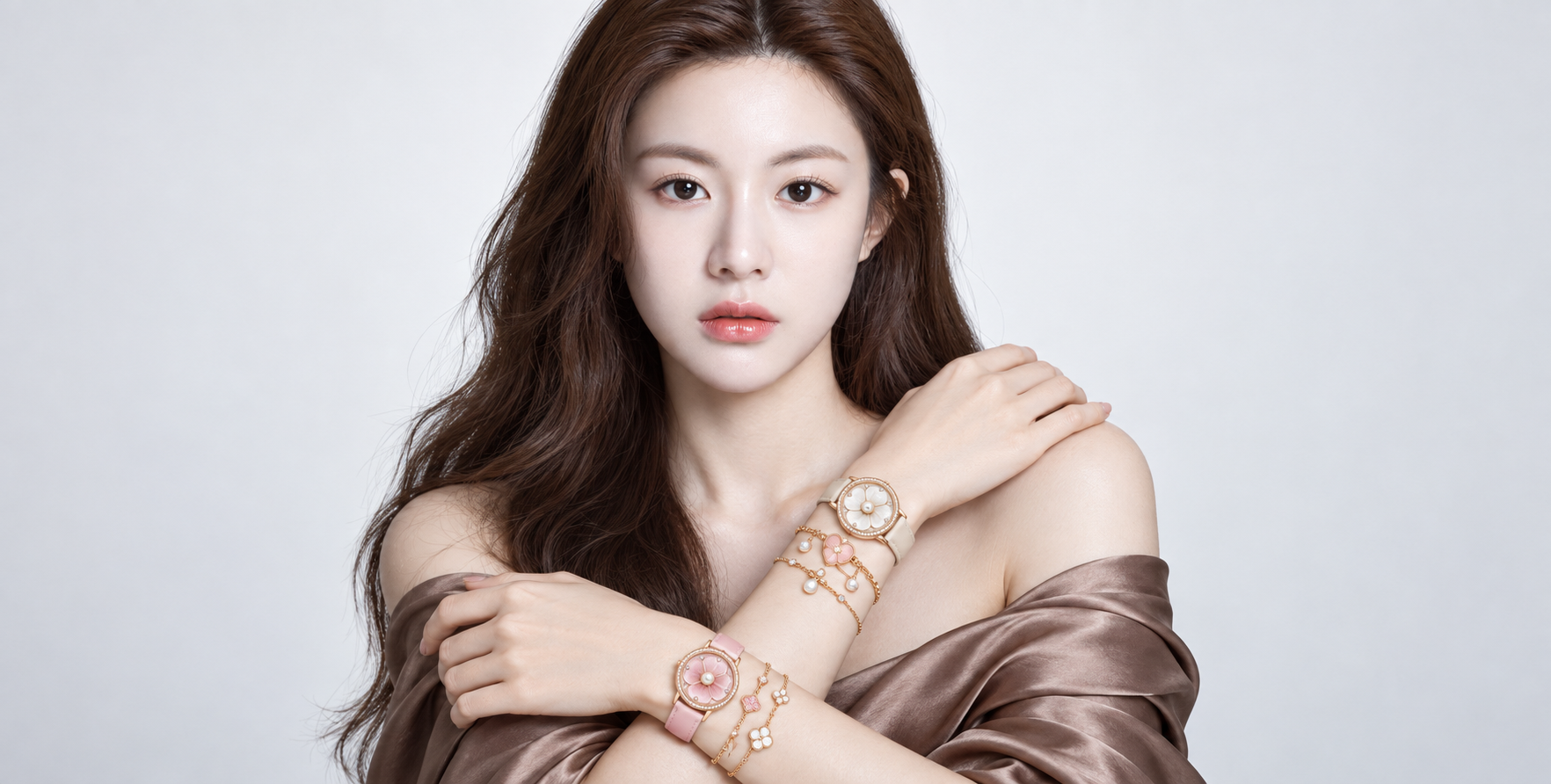 韓国風の大人の女性のラグジュアリージュエリー商業ポートレート — AI image creation