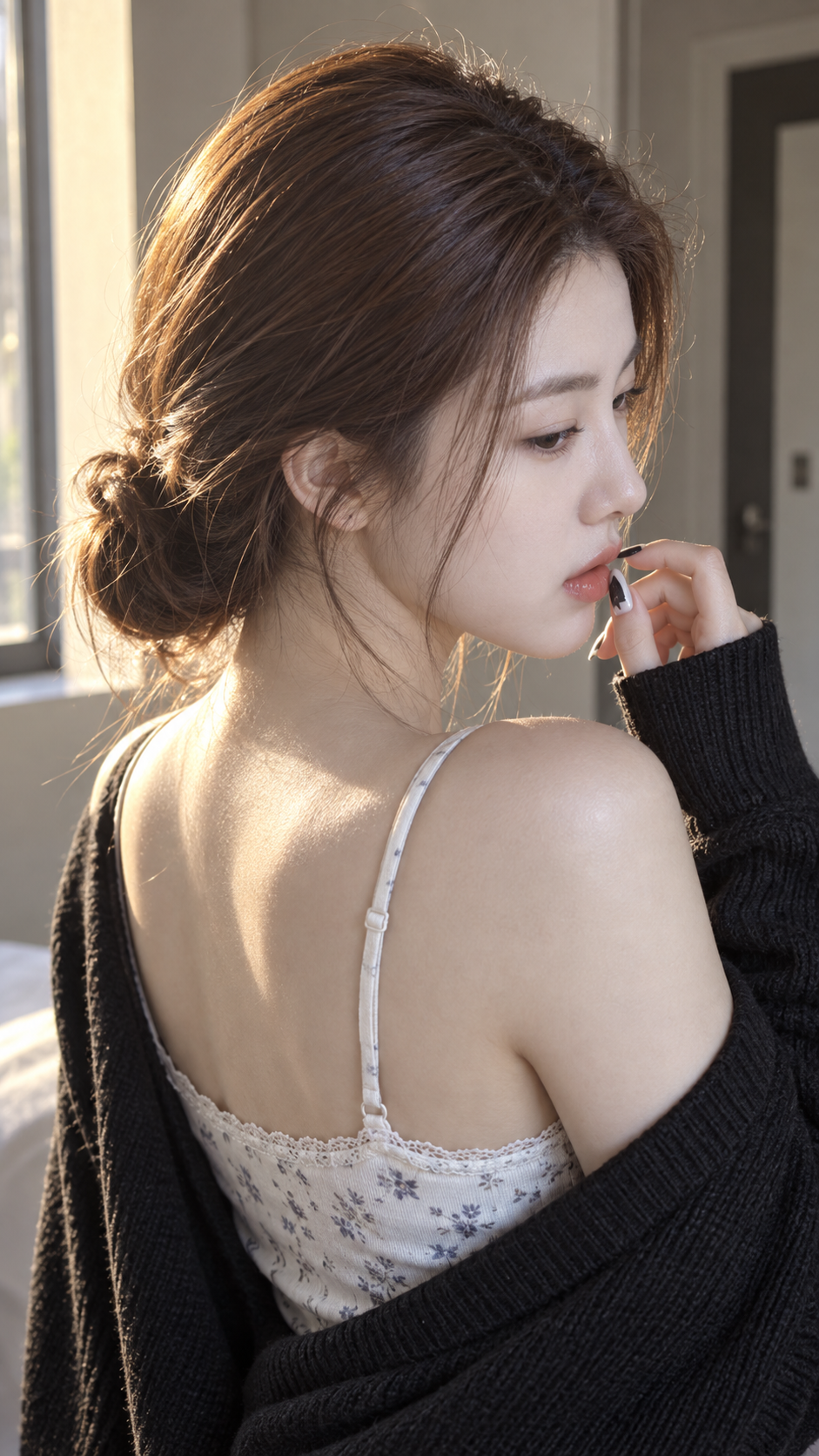 日系成年女性四分之三侧后方人像