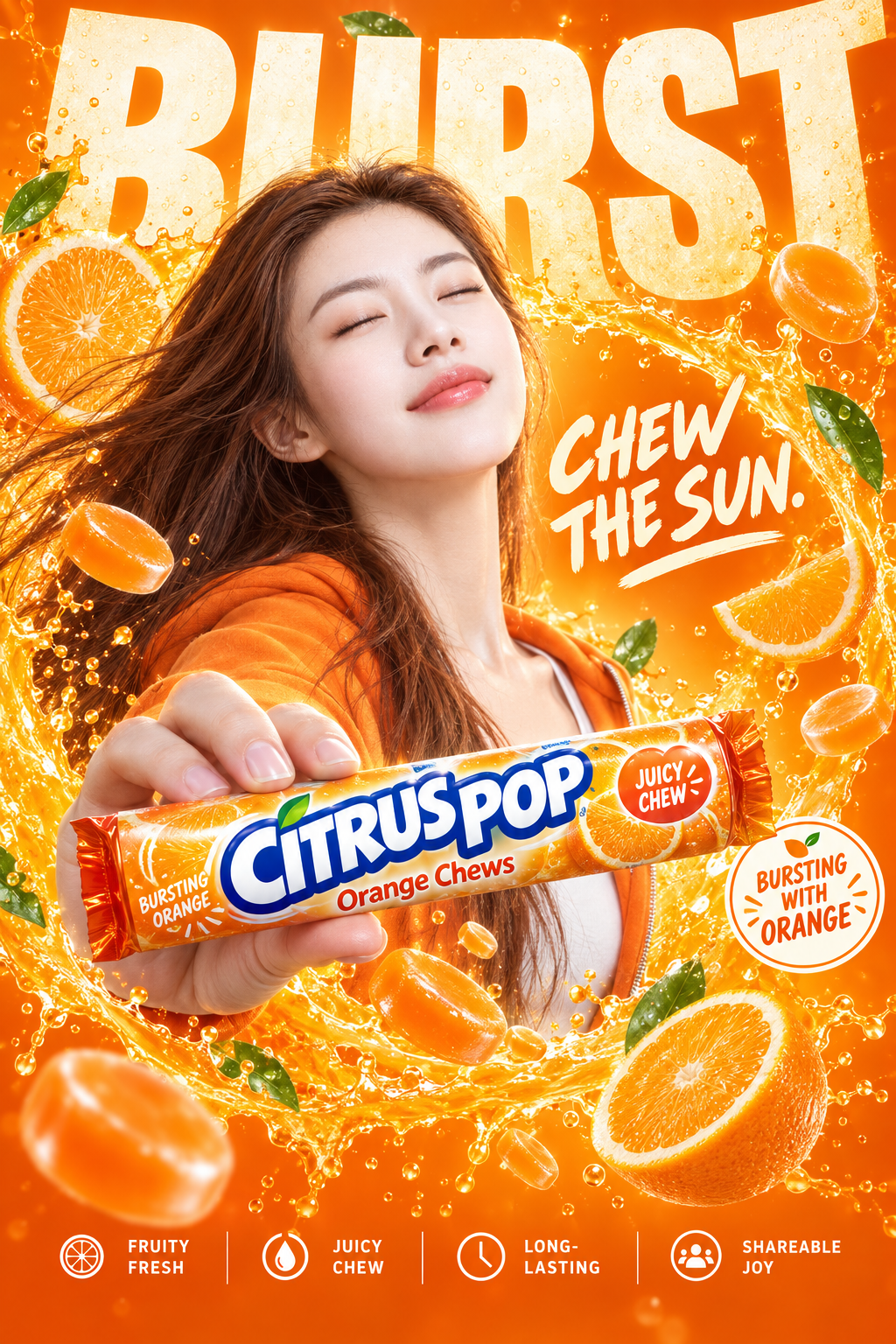 Áp phích quảng cáo kẹo dẻo cam quýt CITRUS POP