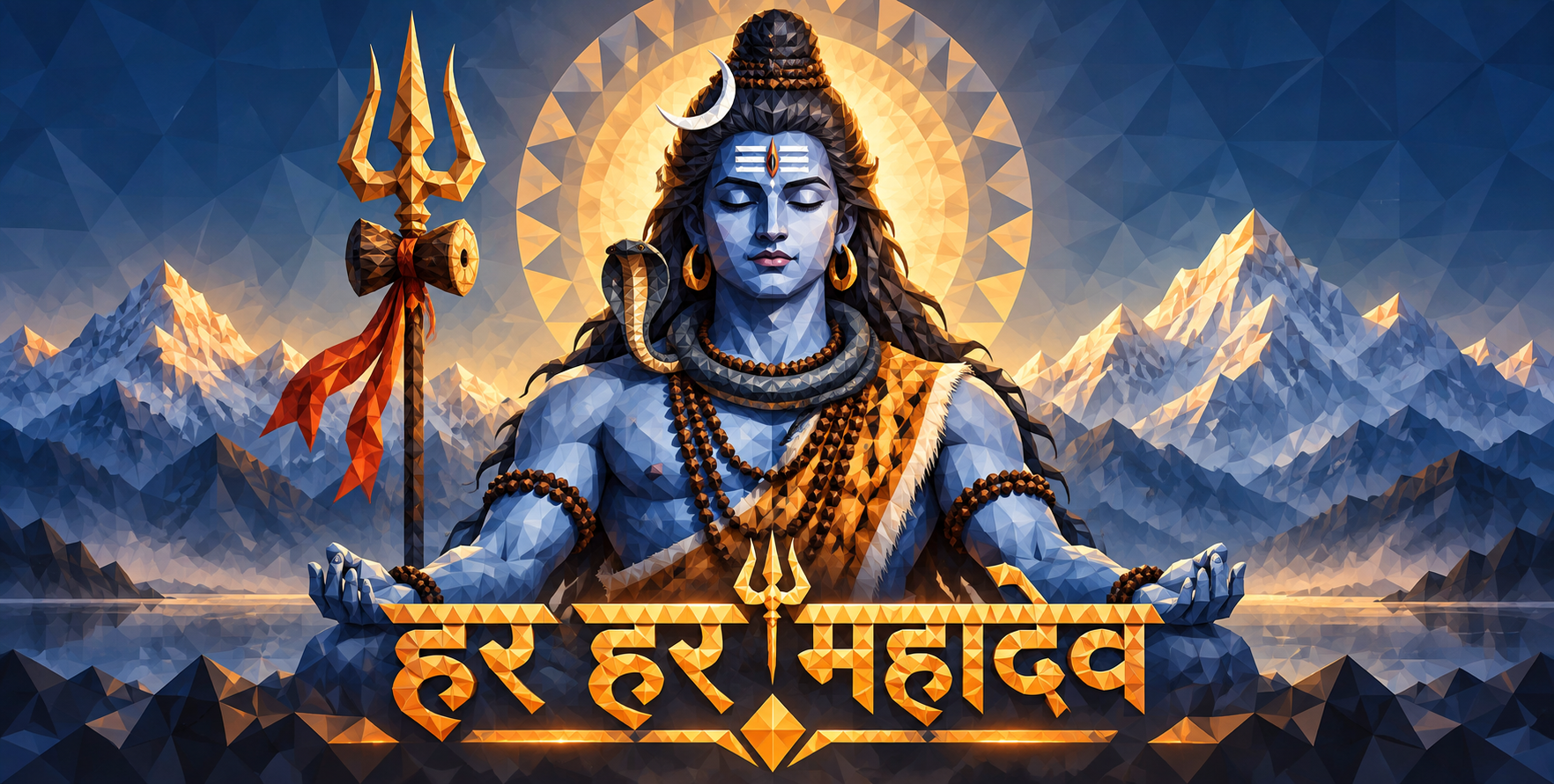 Sacred Geometry Shiva with Hindi Mantra