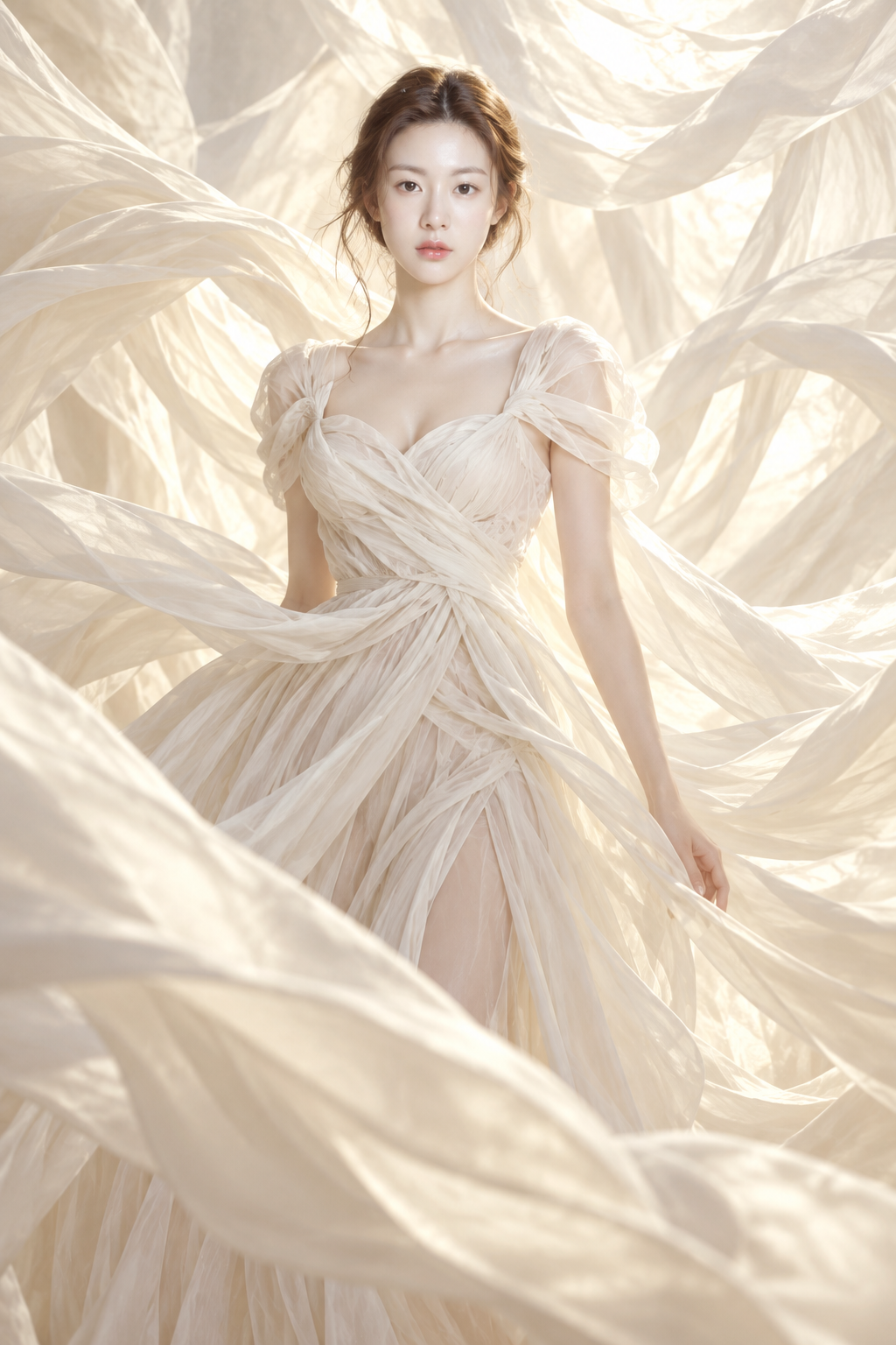 Portrait surréaliste de haute couture en soie — AI image creation