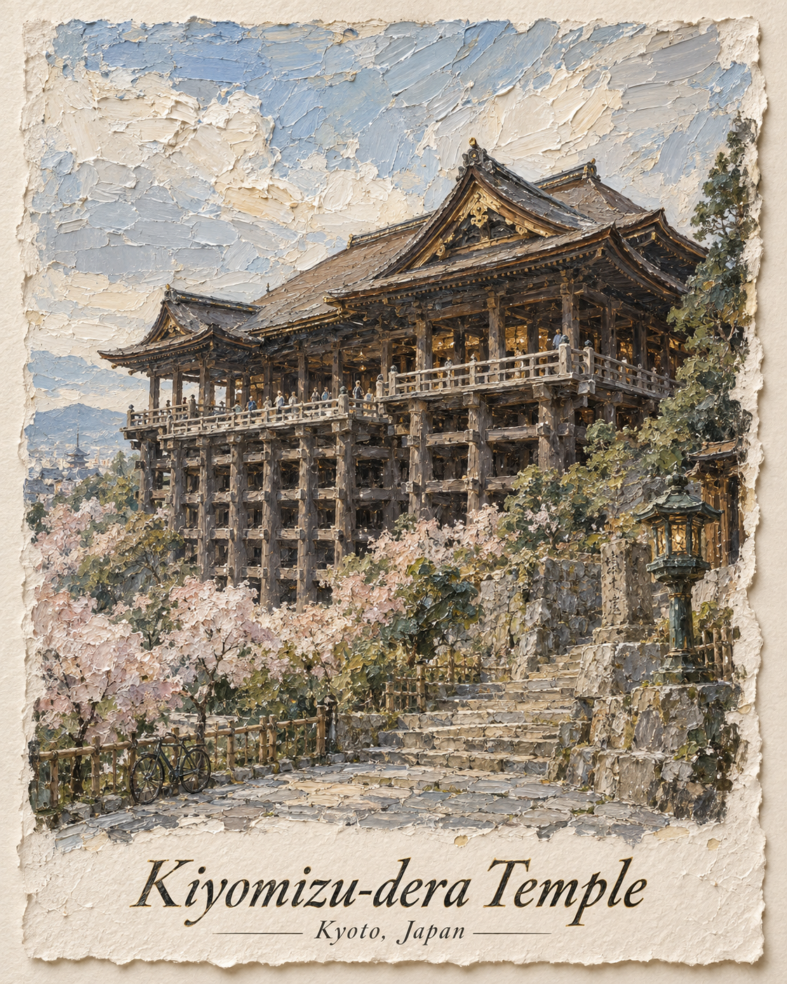 三维厚涂油画建筑艺术海报