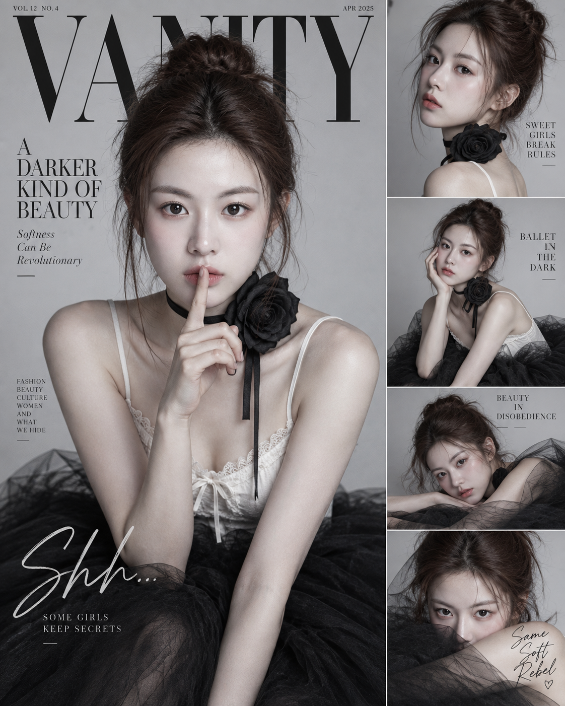Dark Ballerina Fashion Magazine Cover Portrait