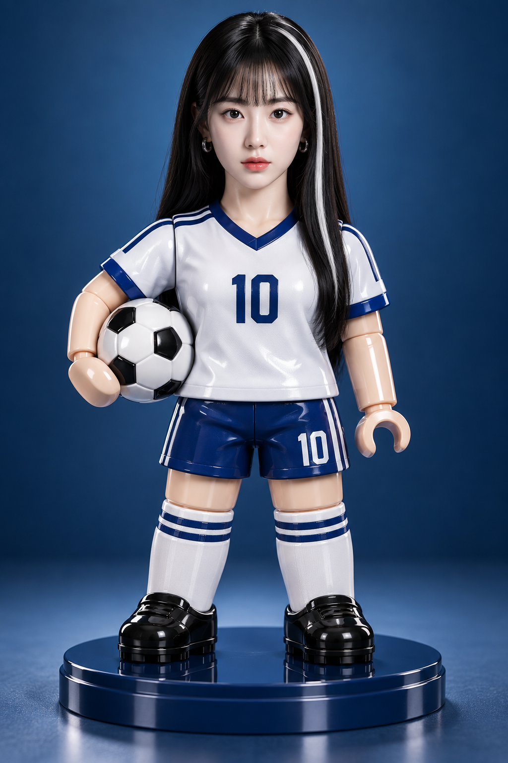 白いメッシュのブロック玩具サッカー選手