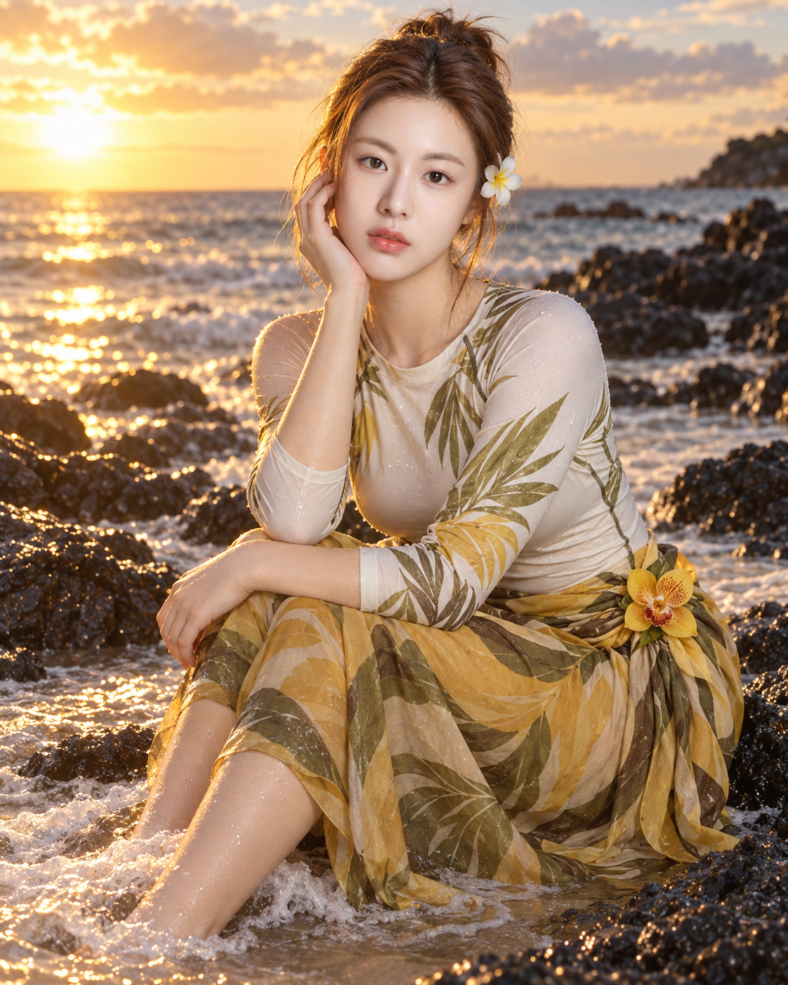 Adult Woman Beach Sunset Exotic Fashion Photography