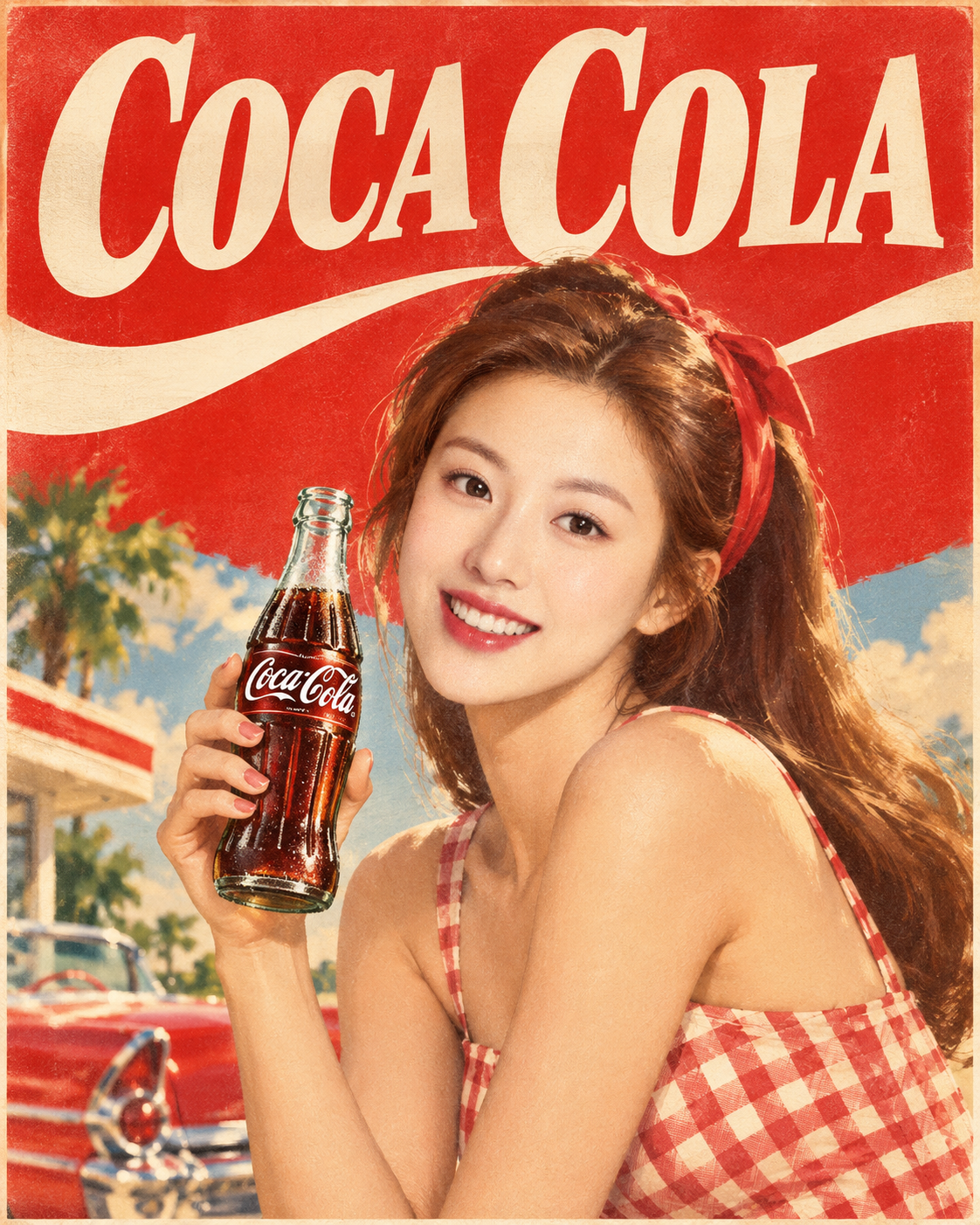 1960年代アメリカンレトロなコカ・コーラ広告ポスター — AI image creation