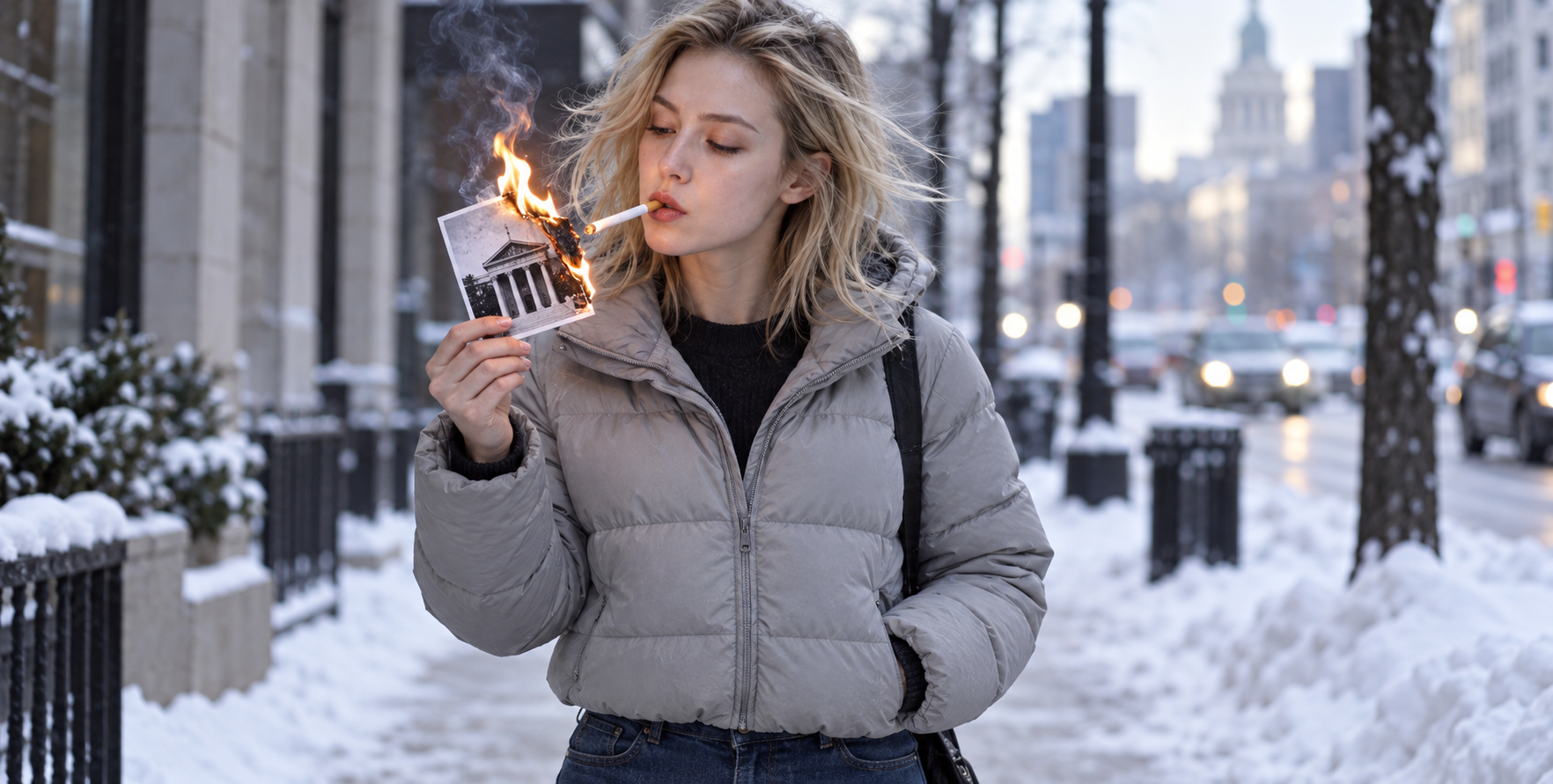 雪の中で旧秩序を燃やす大人のドキュメンタリーポートレート