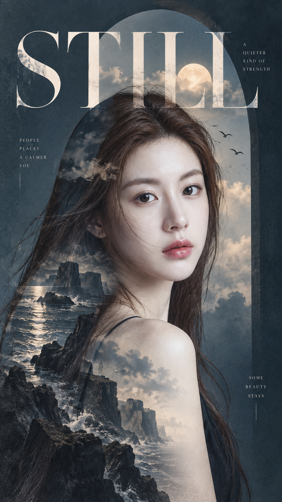 Editorial Double Exposure Portrait Layout Template — AI image creation