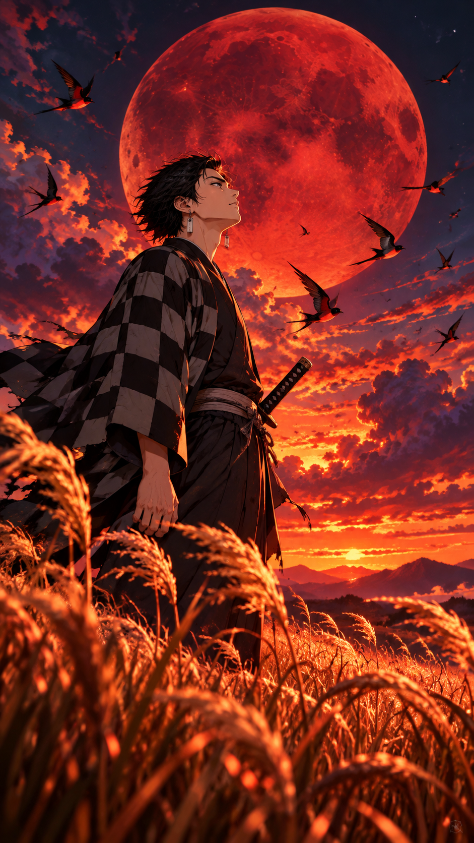 Chiến binh anime gốc trưởng thành trên hoang địa trăng đỏ