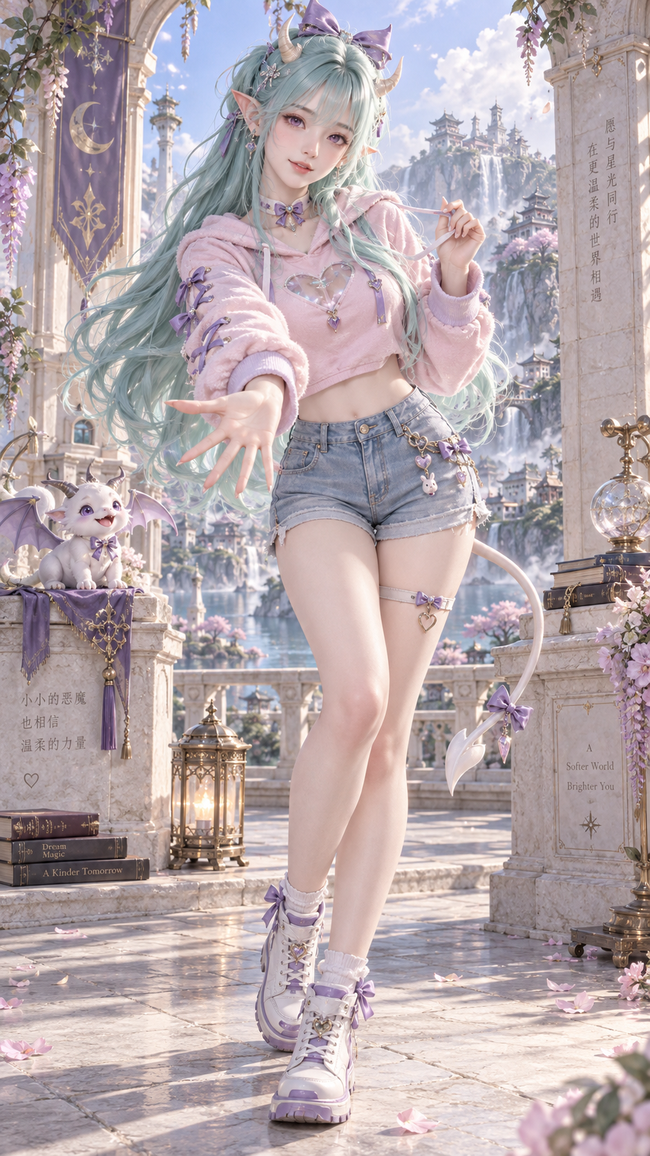 東洋ファンタジーのスイート&クールな少女3Dキャラポスター
