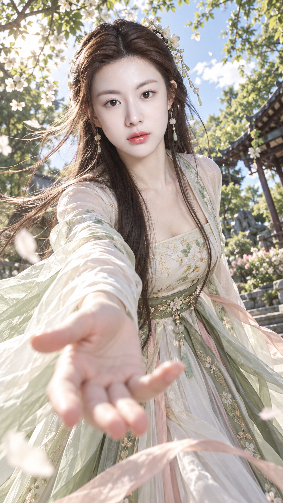 リアルな夏の漢服ファンタジー女主角の肖像 — AI image creation