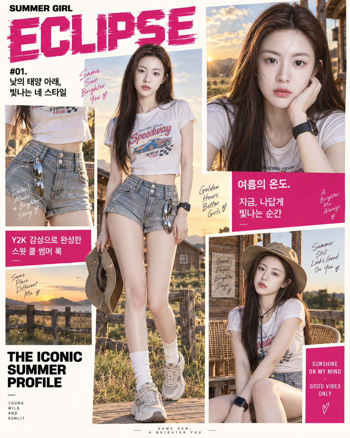 Poster collage tạp chí thời trang Hàn Y2K ngọt ngào và cá tính