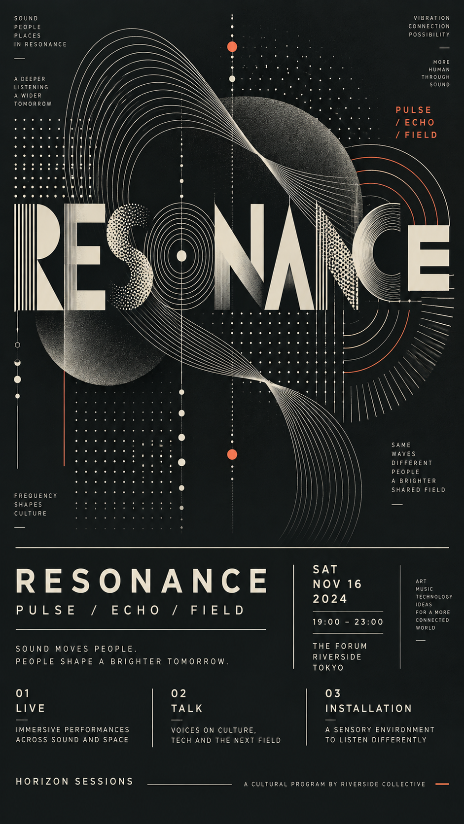 Affiche d'art typographique expérimentale haut de gamme