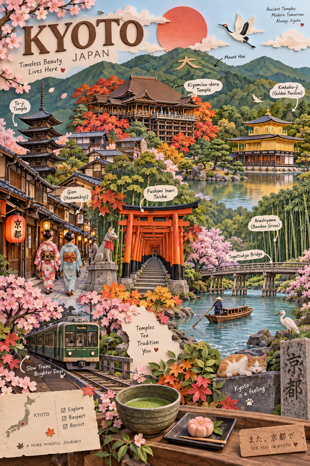 纸雕风格3D旅行插画海报