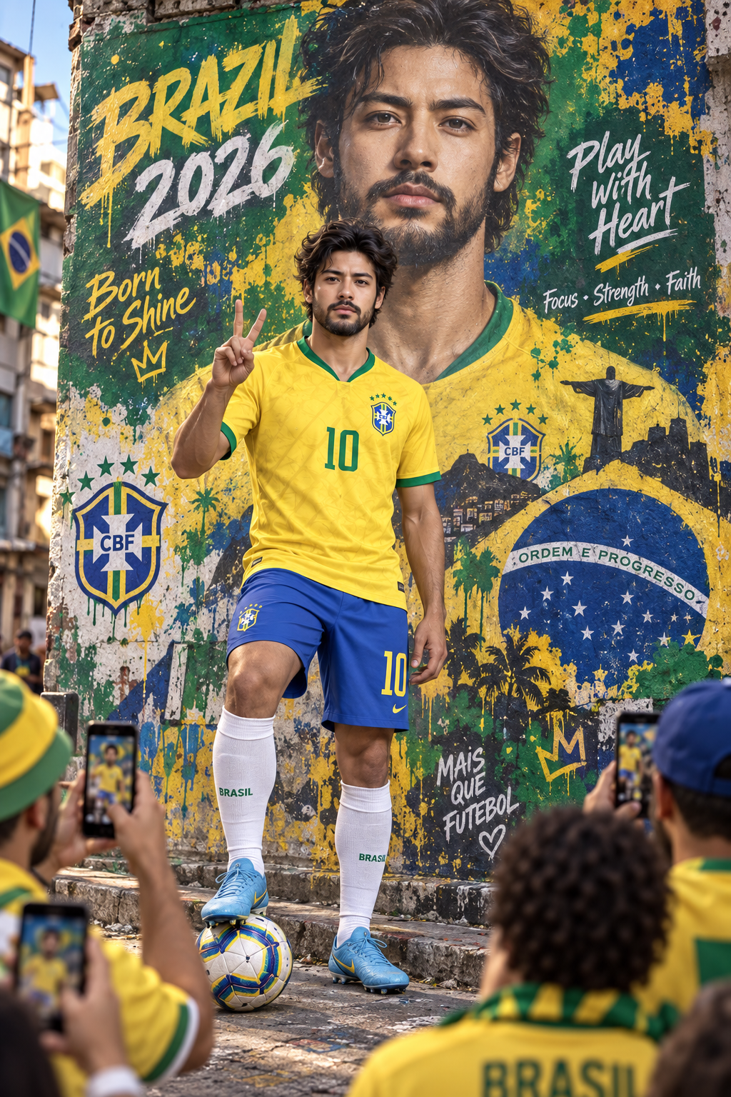 ブラジルサッカーファンの映画風ポスター