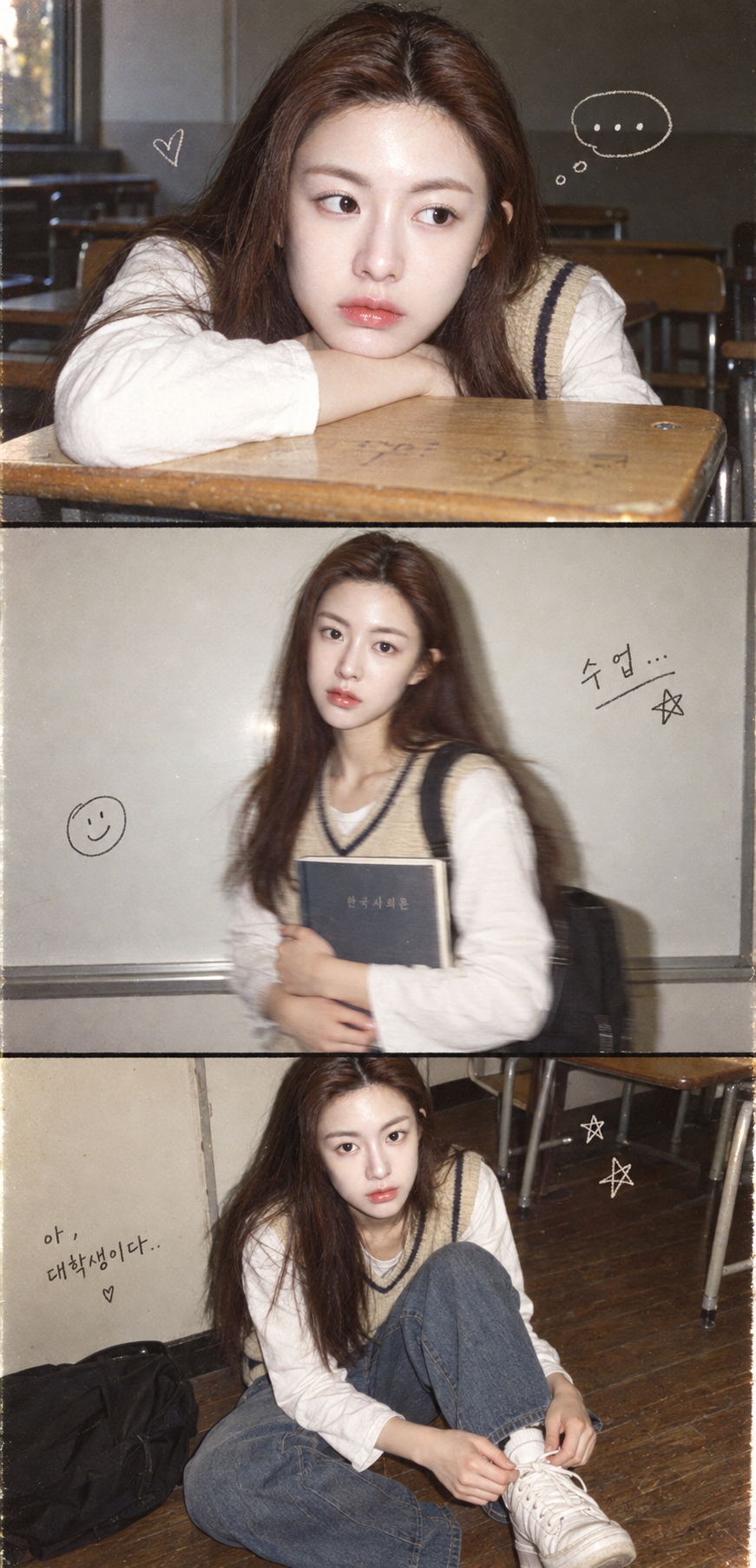 韓国2000年代レトロな学校の三コマフィルム