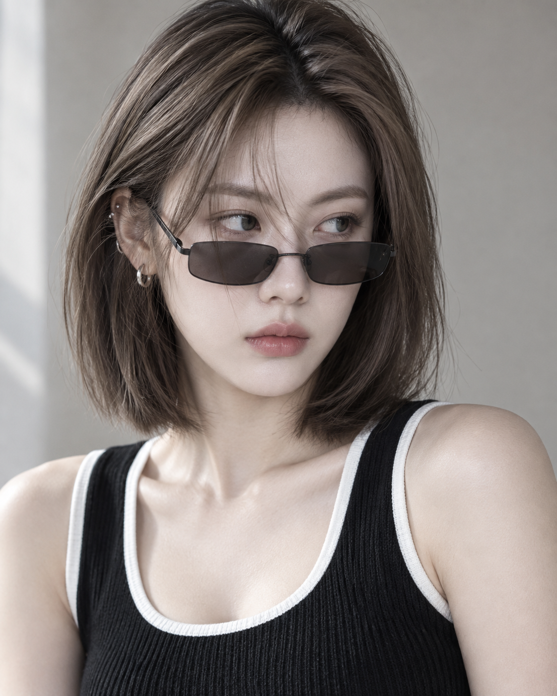 Portrait de mode féminin est-asiatique hyperréaliste minimaliste et luxueux