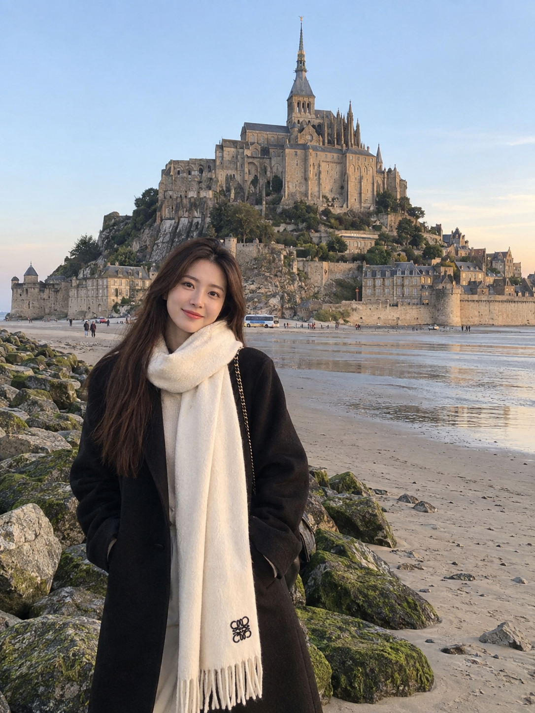 Rochers moussus et portrait de voyage sur la côte de l'abbaye du château ancien
