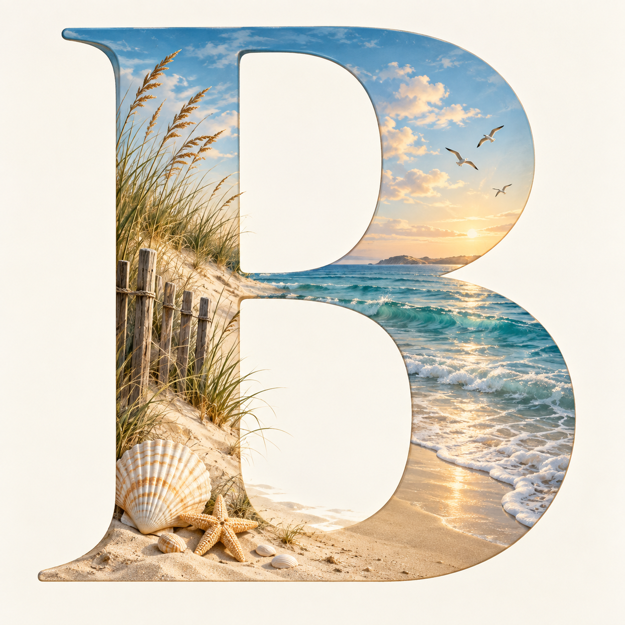 Lettre B sur la plage