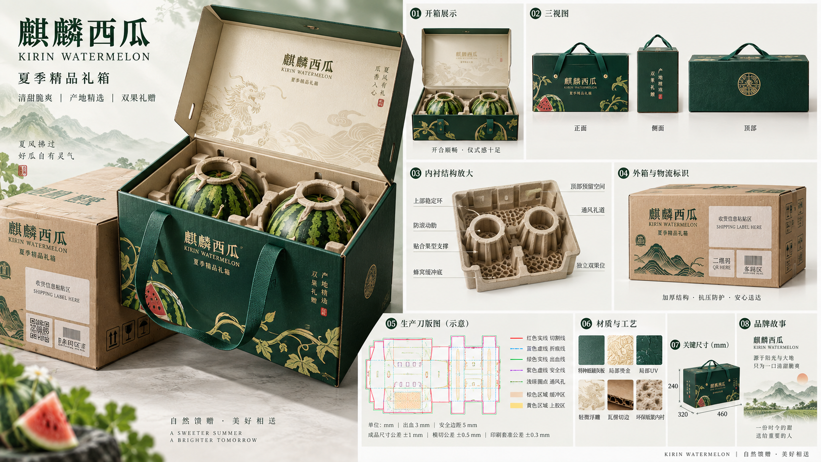 Premium E-commerce Packaging Proposal Board for Qilin Watermelon