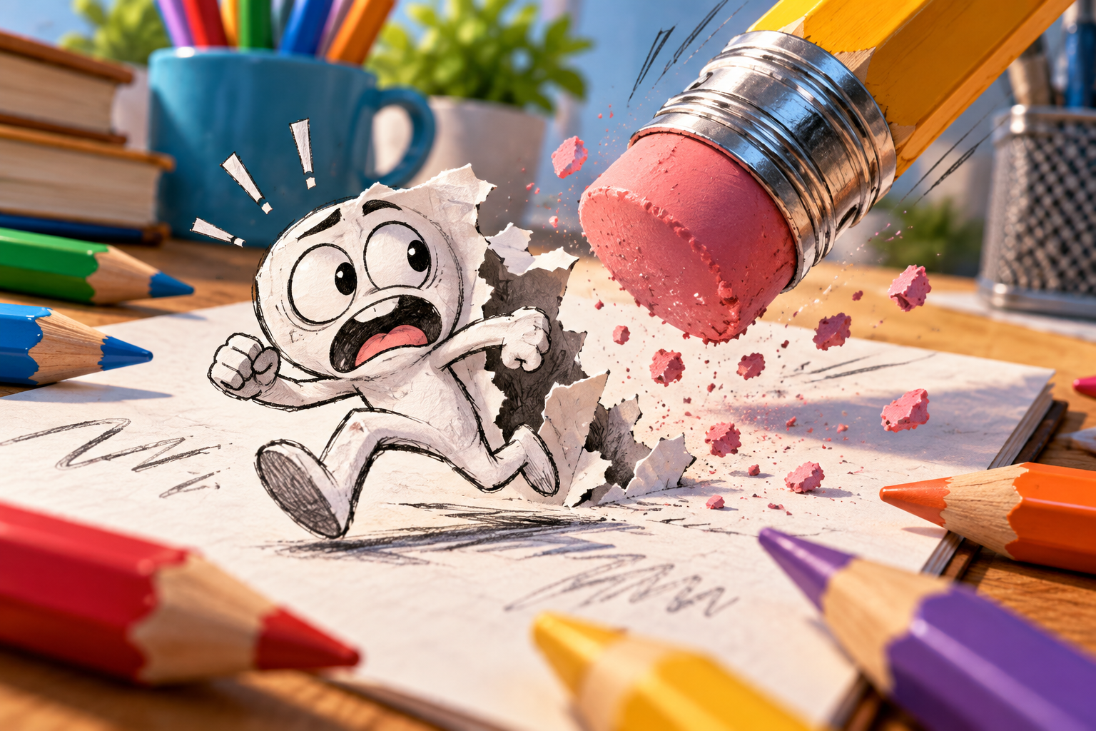 Petit personnage de cartoon sur papier
