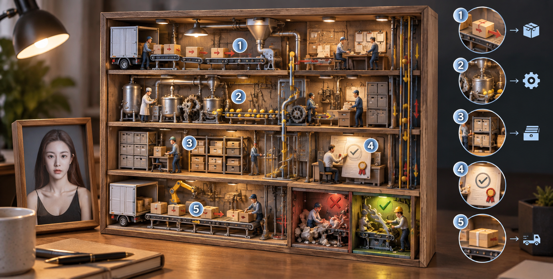 Modèle 3D en coupe d'un monde mécanique miniature