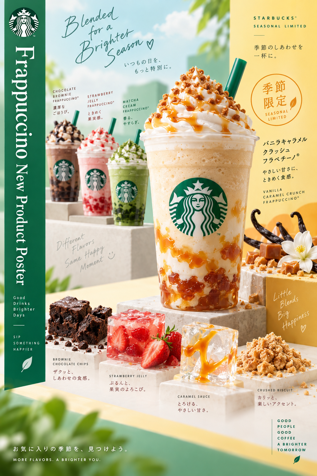 Визуальный дизайн постера для новинки Frappuccino