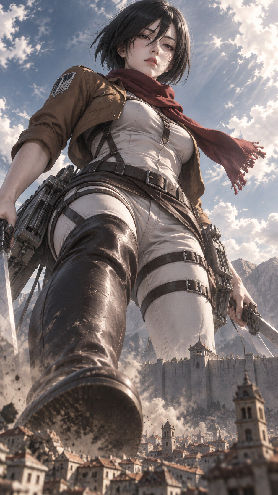 Fille d'anime géante semi-réaliste