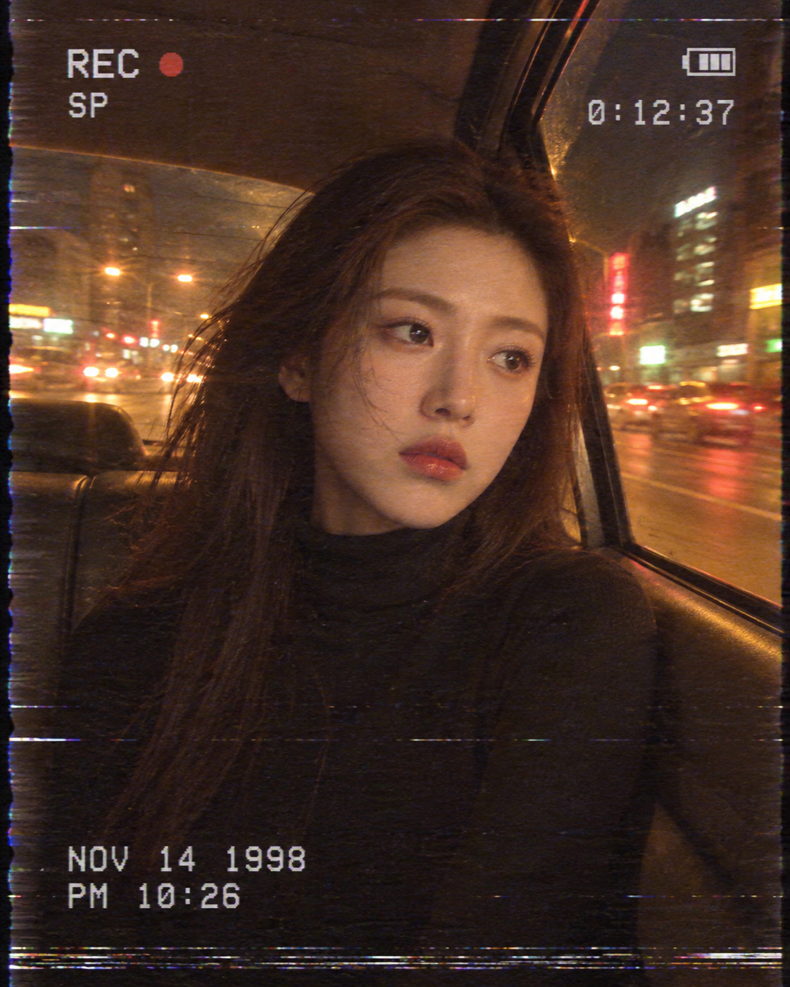 1998 Retro VHS Night Car Portrait of an Adult Woman