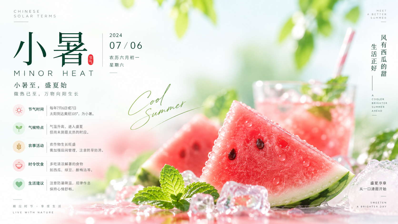 小暑の節気 高明度モダンインフォグラフィックポスター