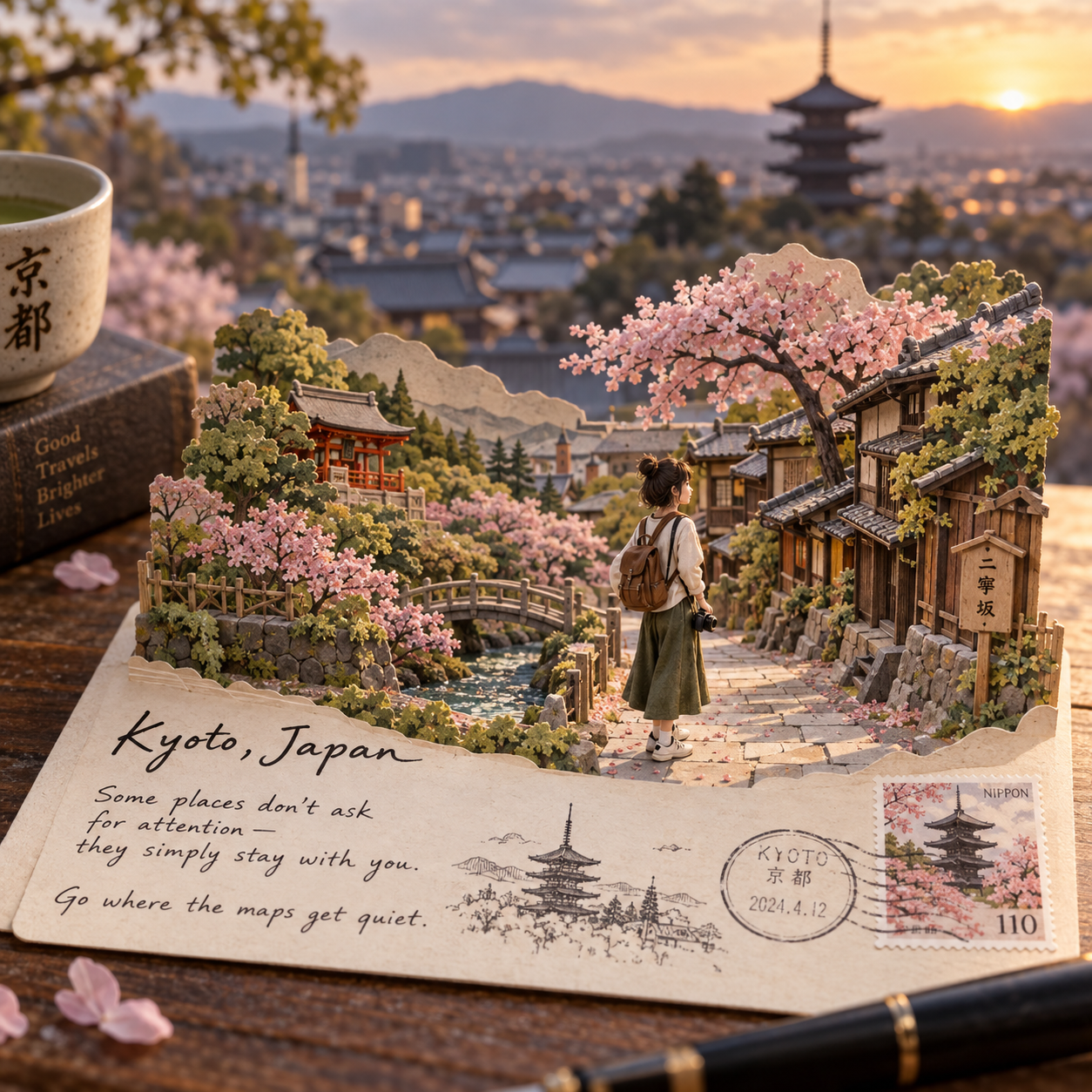 目的地旅行明信片纸雕三维立体景观
