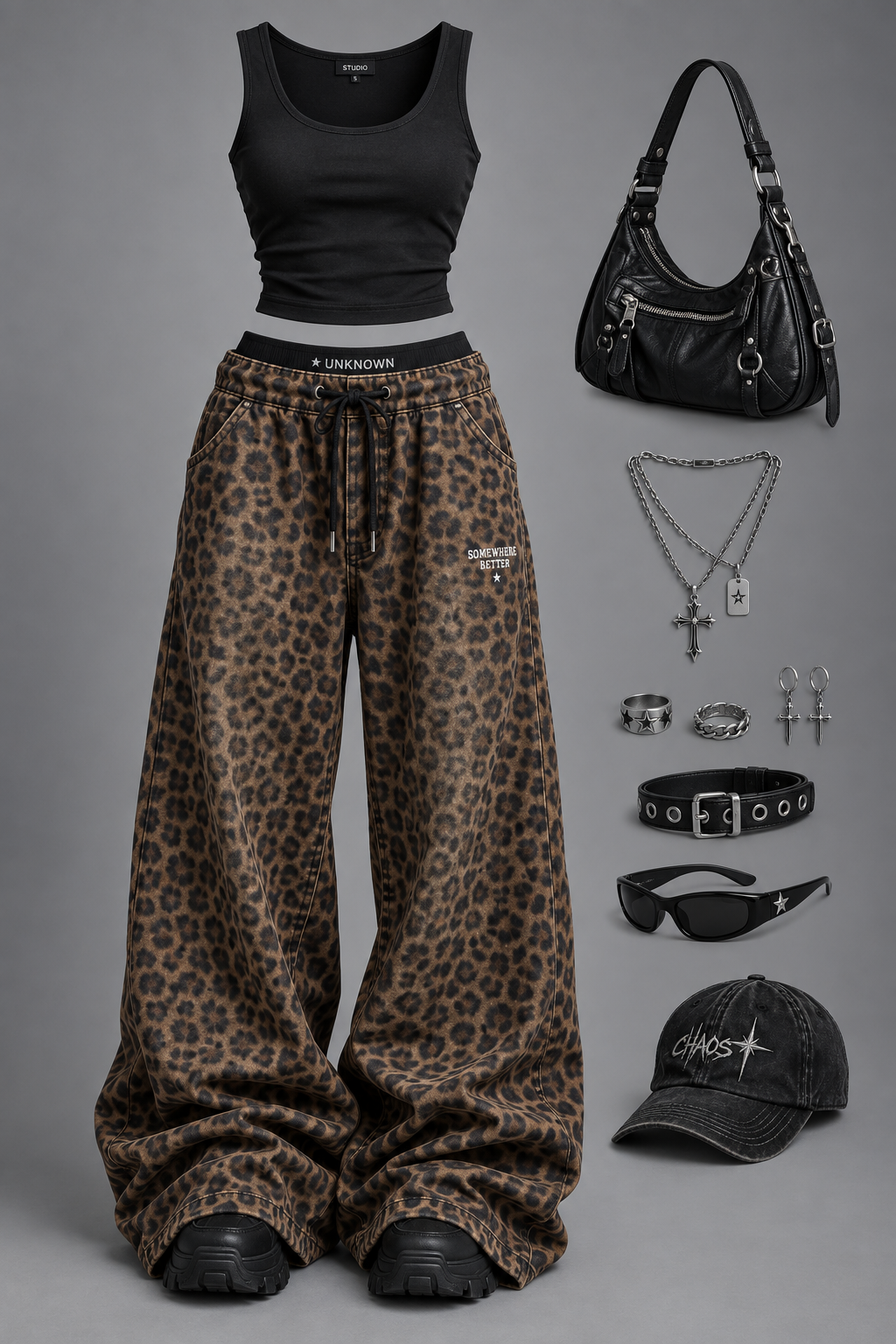Minimal Cool Y2K Street Leopard Print Outfit