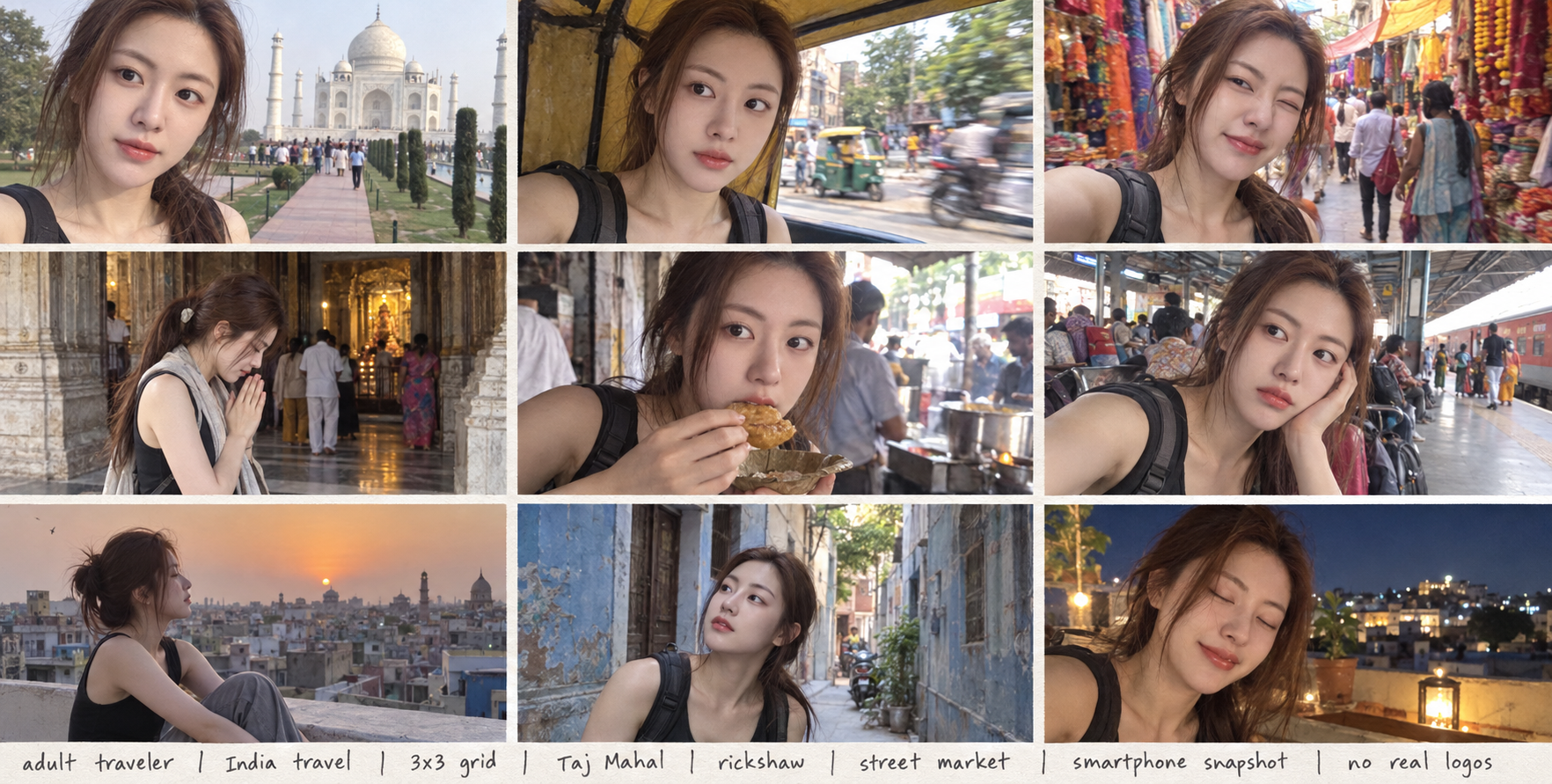 India Travel Nine-Grid Documentary Collage