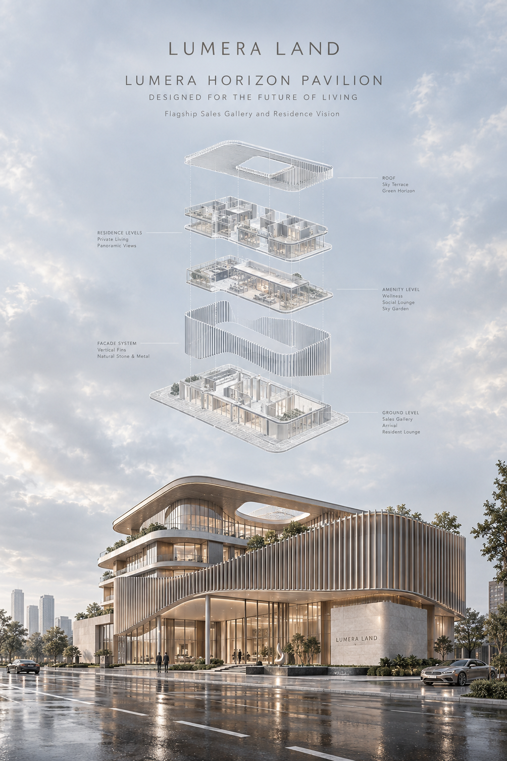 Affiche de vente d'architecture de luxe internationale