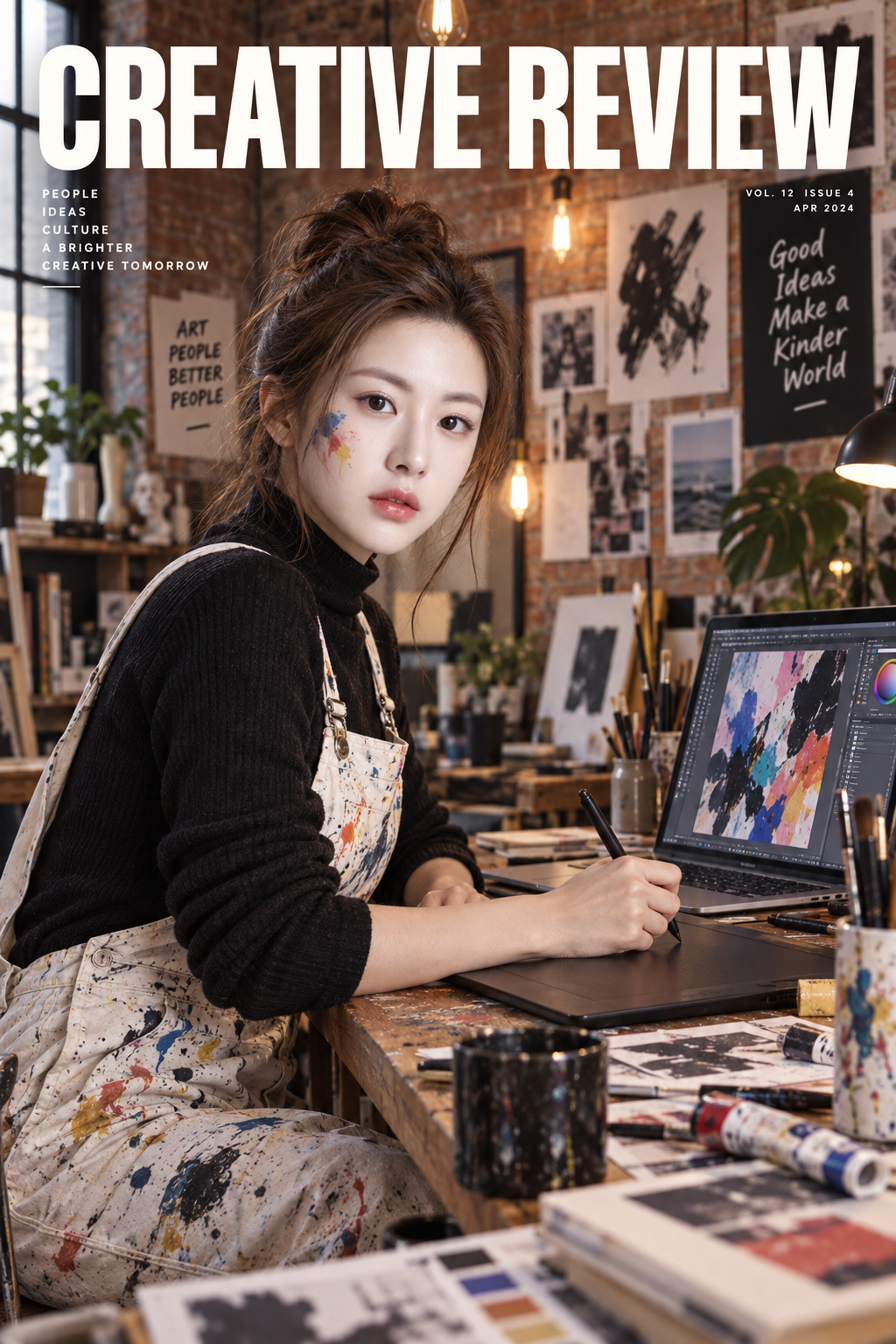 超写実的なクリエイティブ産業誌の表紙 韓国人女性アーティスト